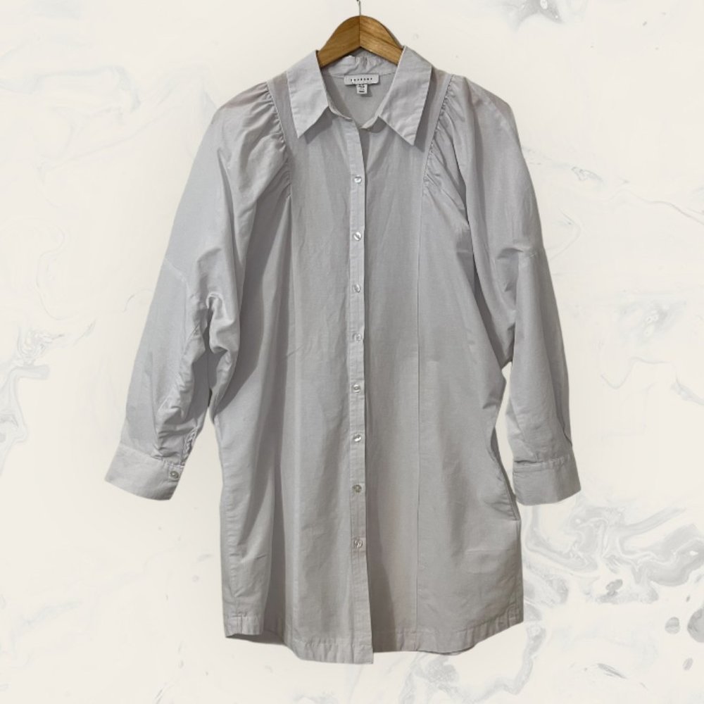 Topshop Women's Shirt Dress Button Down Long Sleeve Size 8 White - Picture 1 of 10